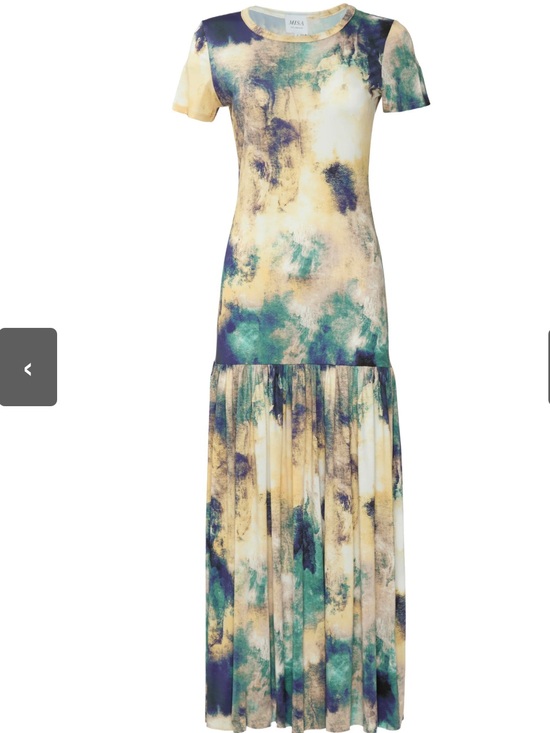 Misa Los Angeles Dresses & Skirts - MISA - Tie-Dye Print Short-Sleeve Dress - Yellow & Teal